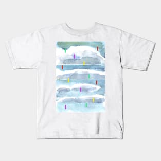 Colorful summer rain out of watercolor clouds Kids T-Shirt